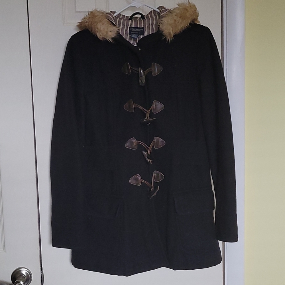 American Egale coat with faux fur hood